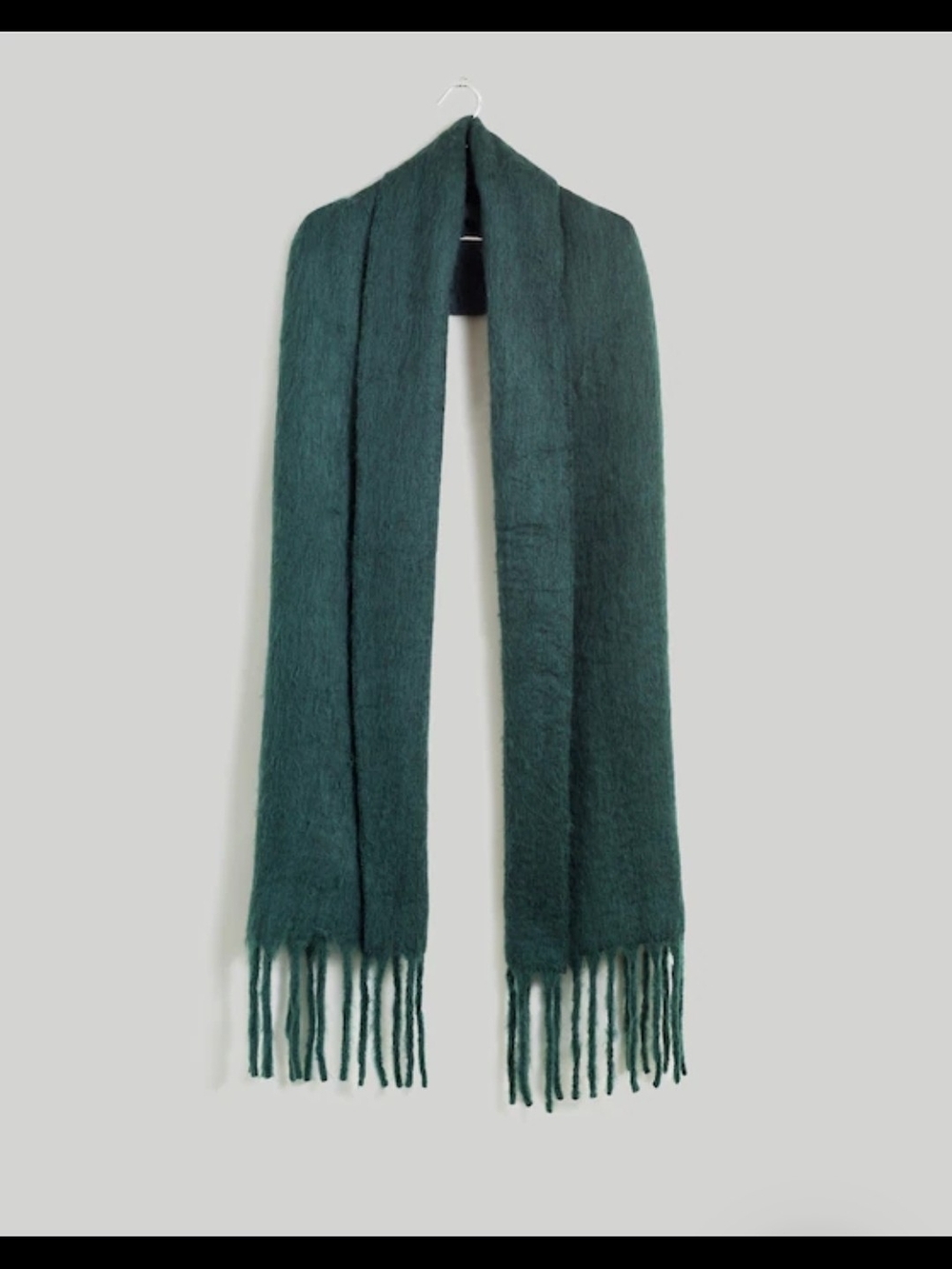 NWT Madewell Contrast Fringe Scarf In Old Spruce